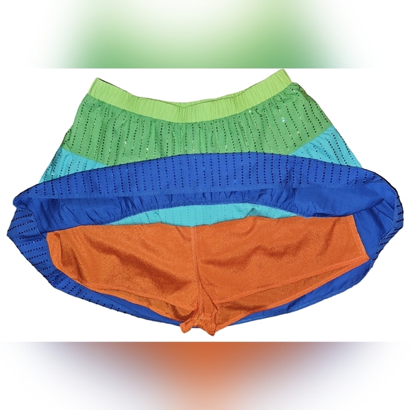 Queen of Sparkles Skort Green Blue Rhinestone Striped Festival Pull-On Sz S - Picture 7 of 12